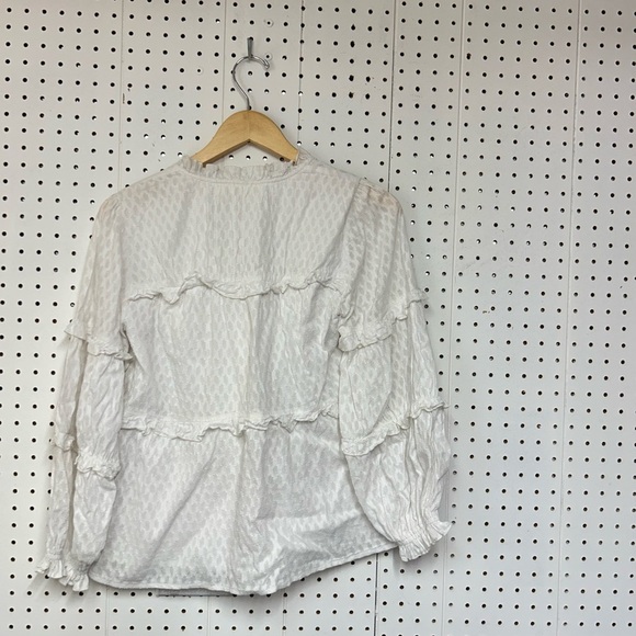 Anthropologie Angela White Ruffled Blouse with Peter Pan Collar - Picture 3 of 4